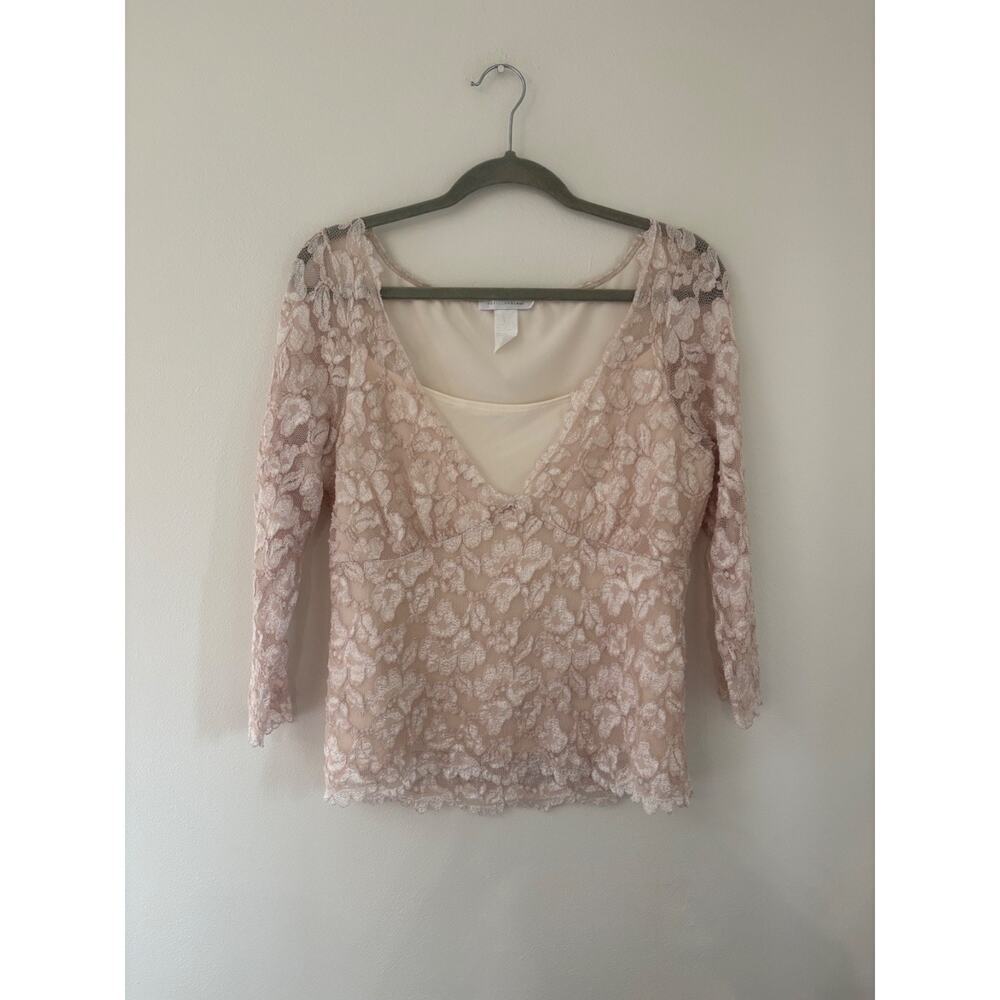 Papillon Blanc Cream Lace Ivory XL Y2K Long sleeve layered babydoll Top